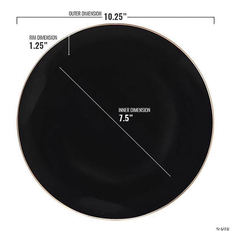 Black with Gold Rim Organic Round Disposable Plastic Dinnerware Value Set (40 Dinner Plates + 40 Salad Plates)