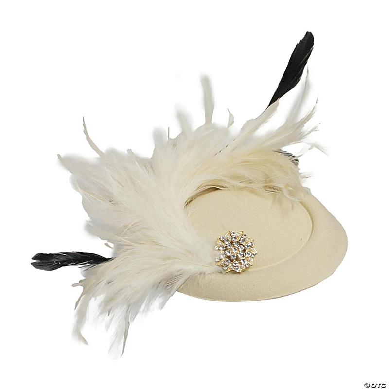 Creamy Feather Fascinator Adult Costume Hat