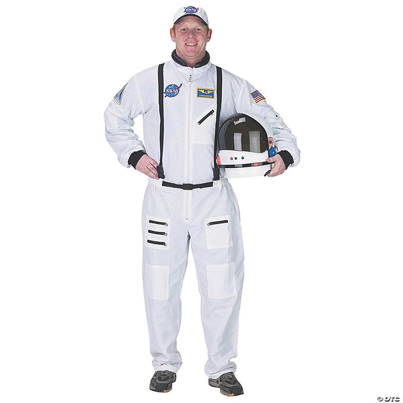 Men's White Suit Astronaut Costume - Large