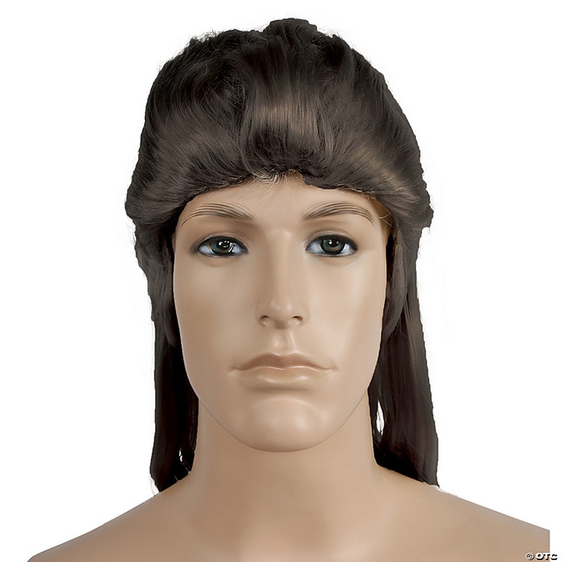 Rocker Long Mullet Wig Dark Brown 2