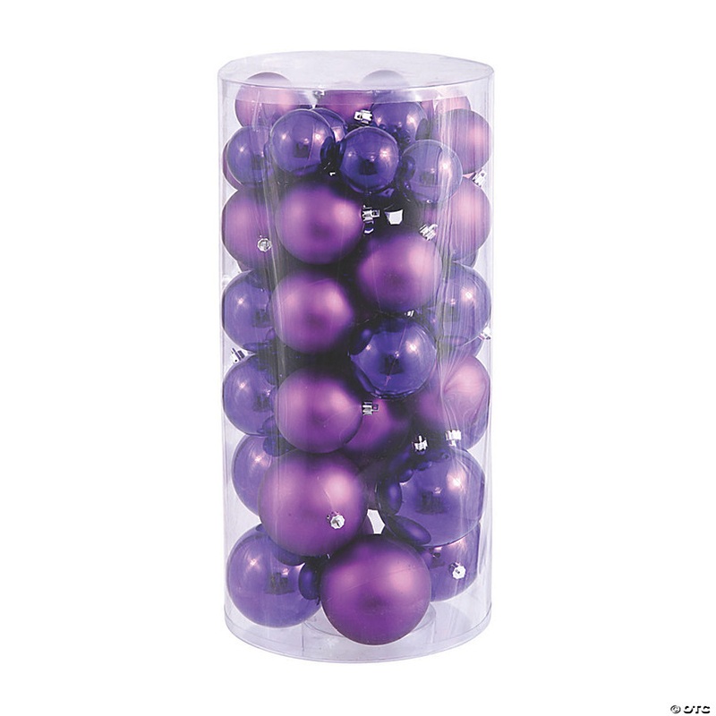 Vickerman Shatterproof 1.5-2 Purple Shiny and Matte Ball Christmas Ornament Assortment, 50 per Box