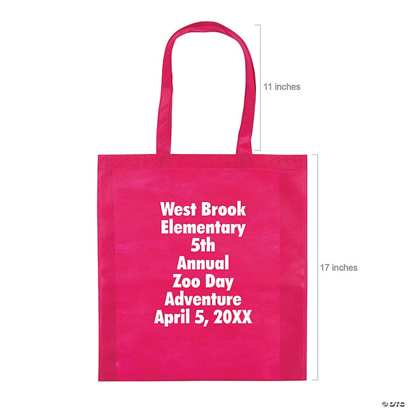 15 x 17 Bulk 144 Pc. Personalized Large Pink Nonwoven Tote Bags