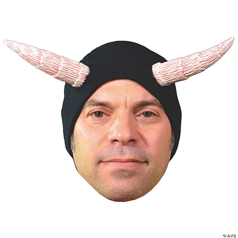 Adults Devils Cap Black Knit Hat with Horns - One Size