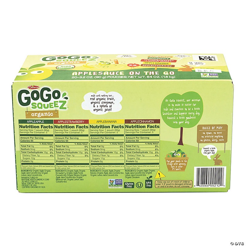 MATERNE GoGo Squeez Organic Applesauce On-The-Go Variety, 3.2 oz, 20 Count