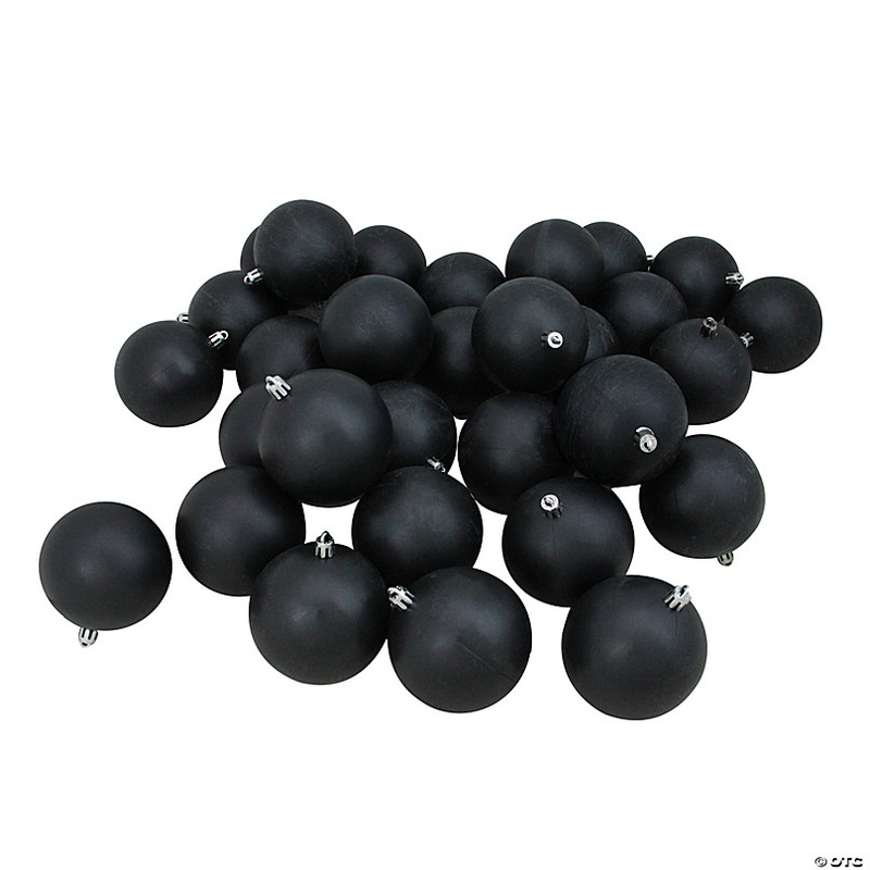 Northlight 32ct Black Shatterproof Matte Christmas Ball Ornaments 3.25 (80mm)