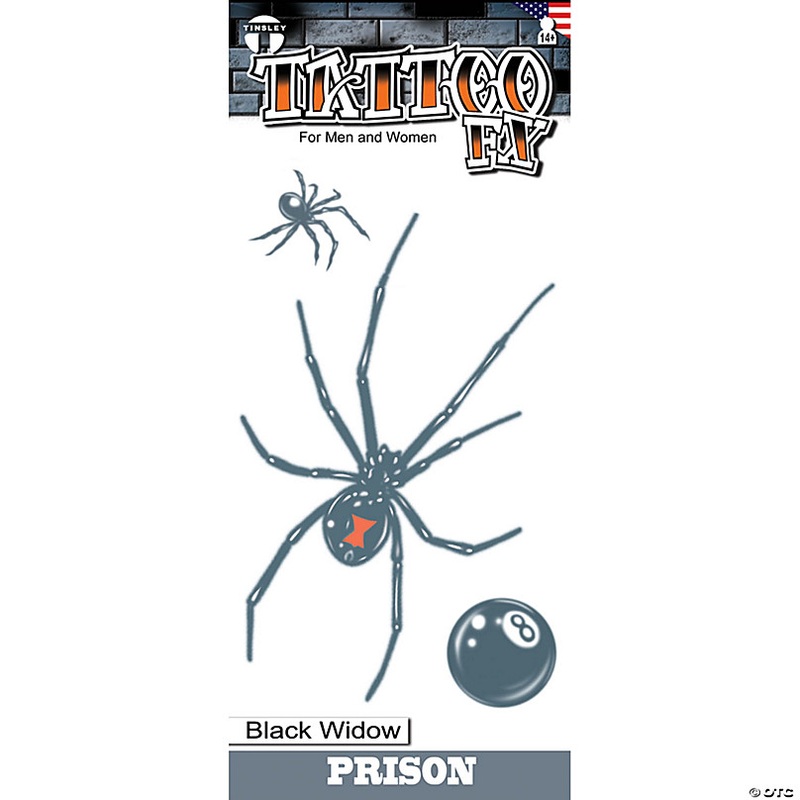 Tinsley Transfers Prison Black Widow Temporary Tattoos