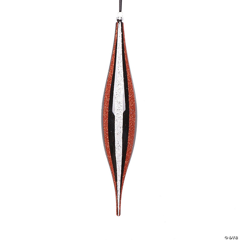 Vickerman Shatterproof 13 Giant Black White Orange Shuttle Christmas Ornament, 2 per bag