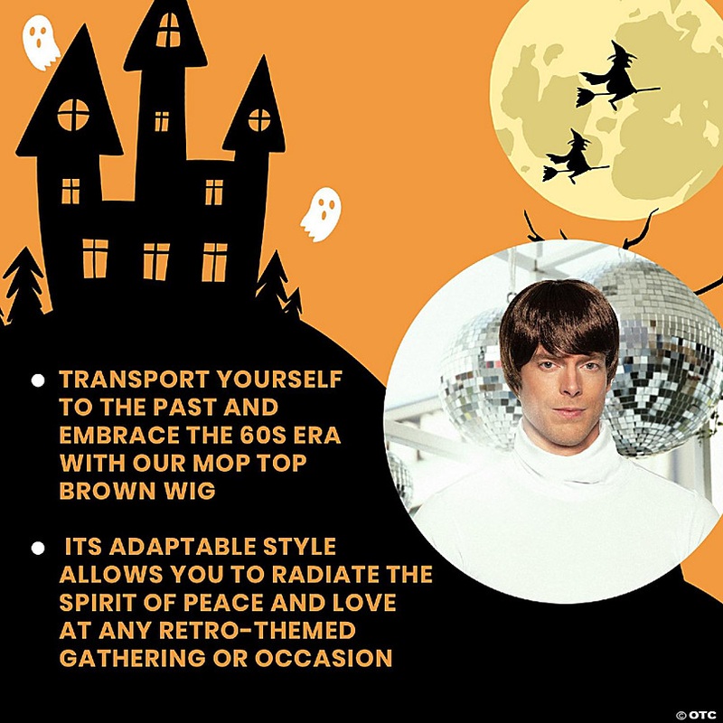 60's Mop Top Adult Costume Wig  Brown