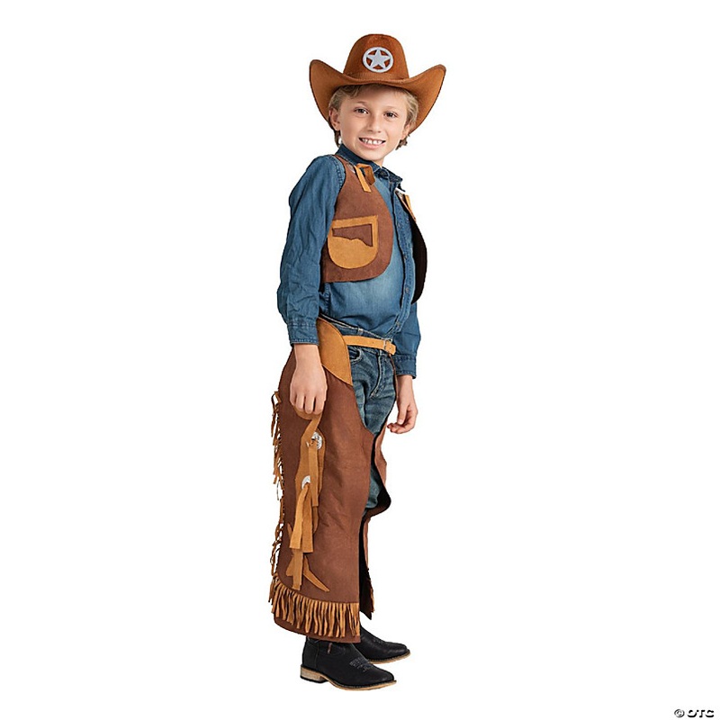 Brown Cowboy Chaps and Vest - Kids L