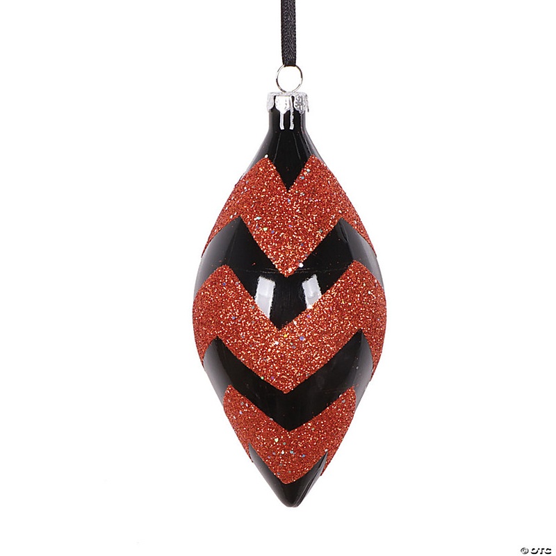 Vickerman Shatterproof 5 Black Orange Shuttle Christmas Ornament, 4 per bag