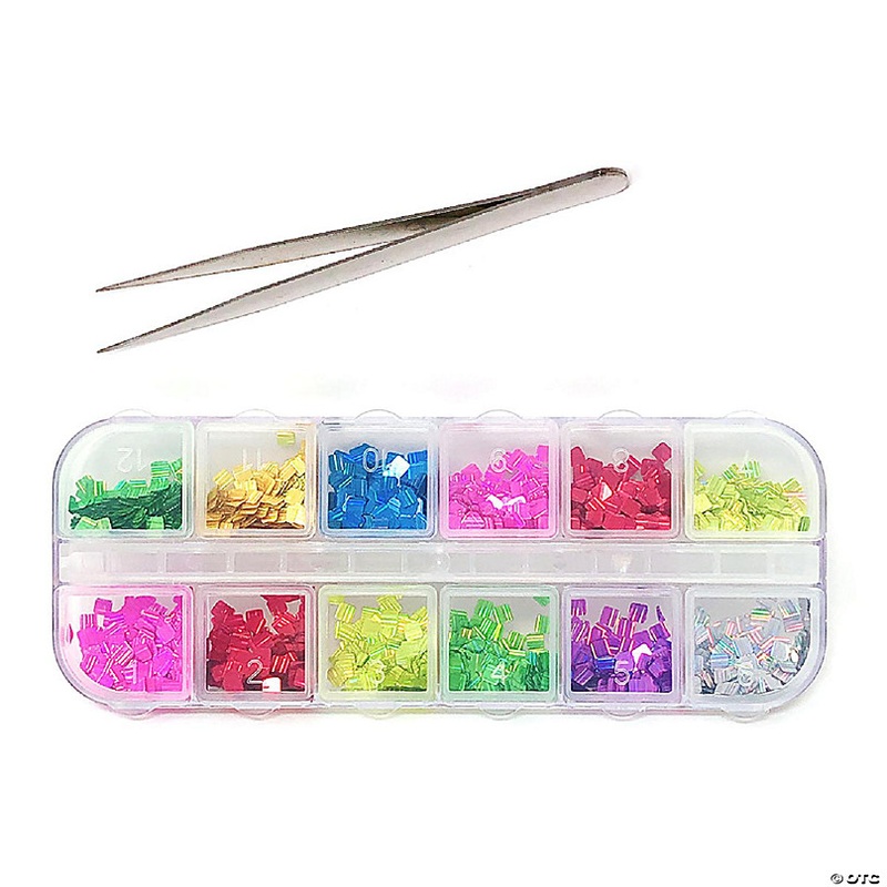 Wrapables Dazzling Nail Art Rhinestones Nail Manicure with Plastic Case, Rainbow Blocks
