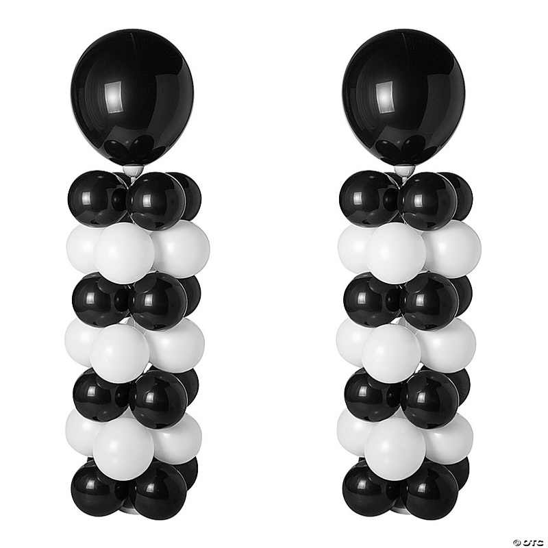 58 Black & White Latex Balloon Column Kit - 131 Pc.