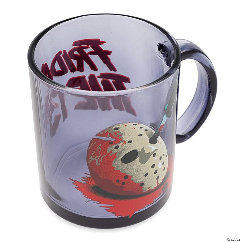 Friday the 13th Jason Voorhees Mask Glass Mug  Holds 18 Ounces
