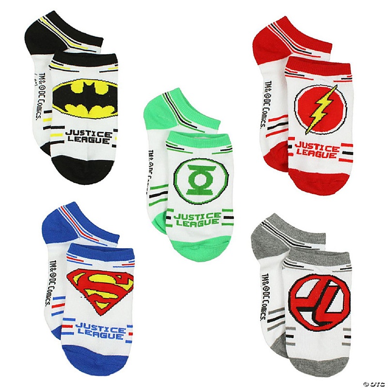 Justice League Boys 5 pack Socks (Large (Shoe: 4-10), Heroes White)
