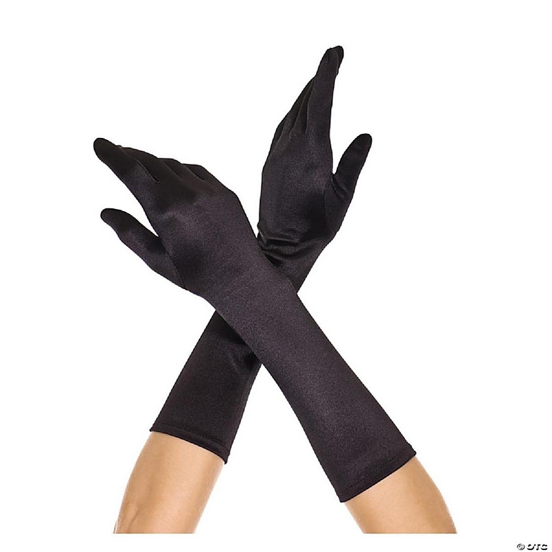 Music Legs 426-BLACK Elbow Length Satin Gloves - Black
