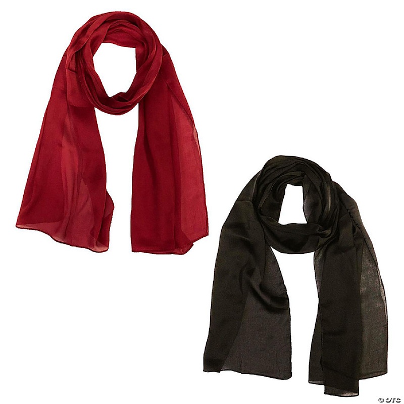 Wrapables Lightweight Silky Satin Solid Colored Scarf (Set of 2), Maroon and Black