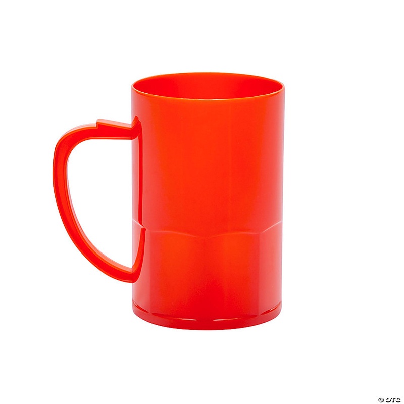 14 oz. Orange Reusable Plastic Mugs - 12 Pc.
