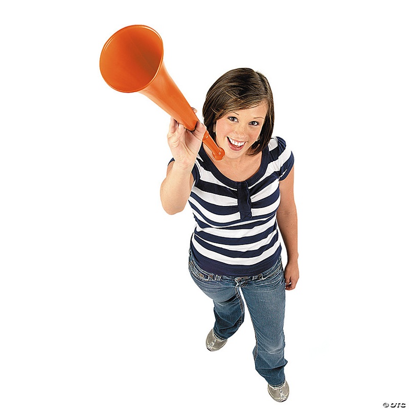 28 Bright Orange Team Spirit Collapsible Stadium Horns - 12 Pc.