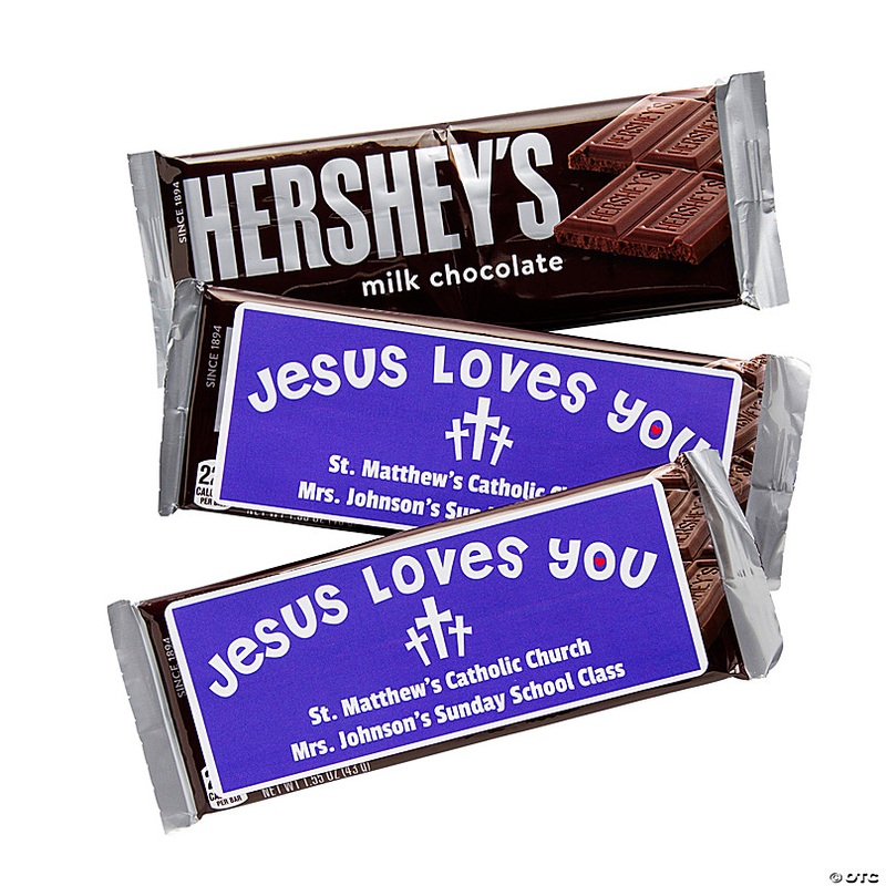 5 1/4 x 2 Personalized Jesus Loves You Candy Bar Labels - 12 Pc.