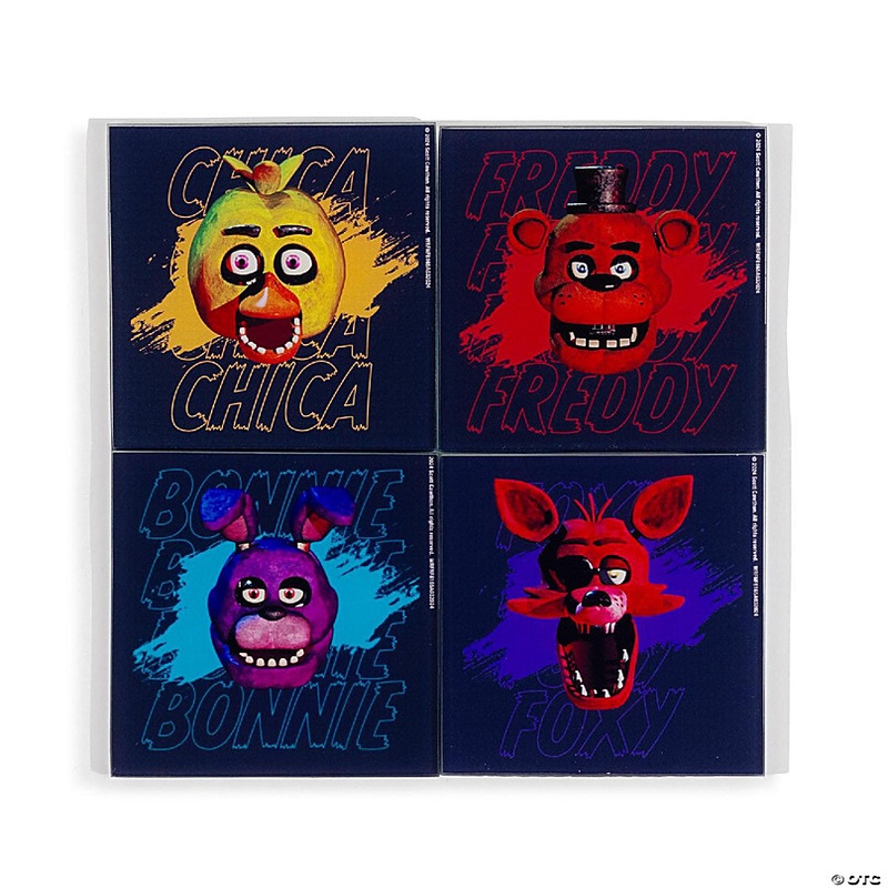 Five Nights At Freddy's Characters Glass Coasters  Set of 4