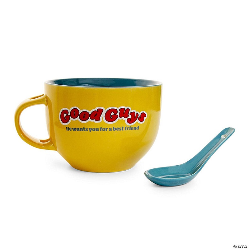 Kids Play Chucky Good Guys Ceramic Soup Mug With Spoon  Holds 24 Ounces