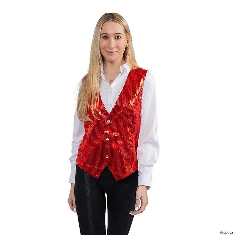 Red Sequin Vest - Adults M