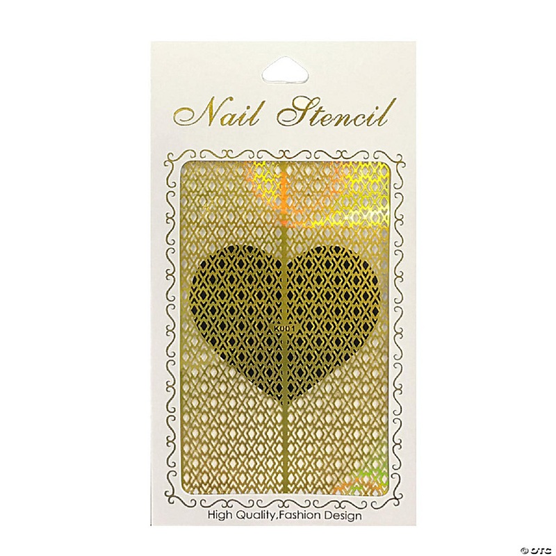 Wrapables Gold Nail Art Guide Large Nail Stencil Sheet - Argyle