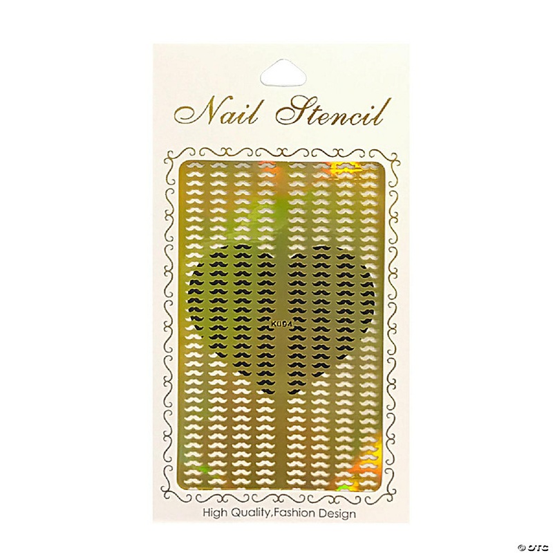 Wrapables Gold Nail Art Guide Large Nail Stencil Sheet - Mustache