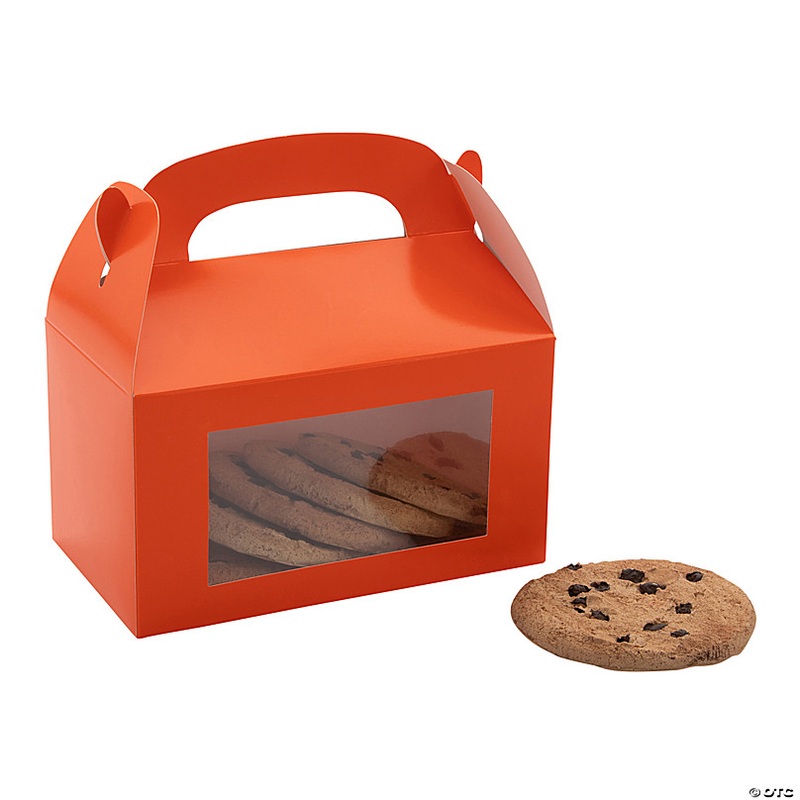 6 x 7 Orange Cardstock Treat Boxes with Display Window - 12 Pc.