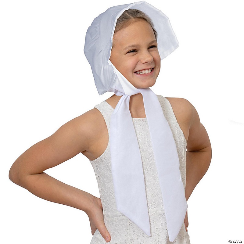 Skeleteen Colonial Pioneer Womens Bonnet - Revolutionary War White Pilgrim Women Bonnets Sun Hats Dress Up Costume Accessories