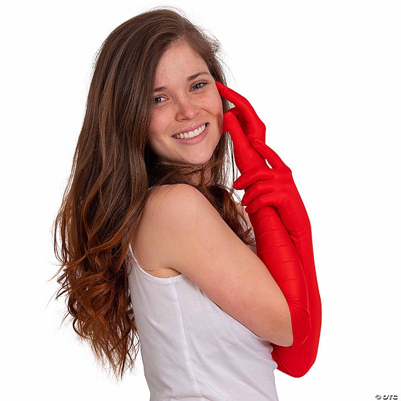 Skeleteen Red Satin Opera Gloves - Roaring 20's Fancy Flapper Elbow Gloves - 1 Pair