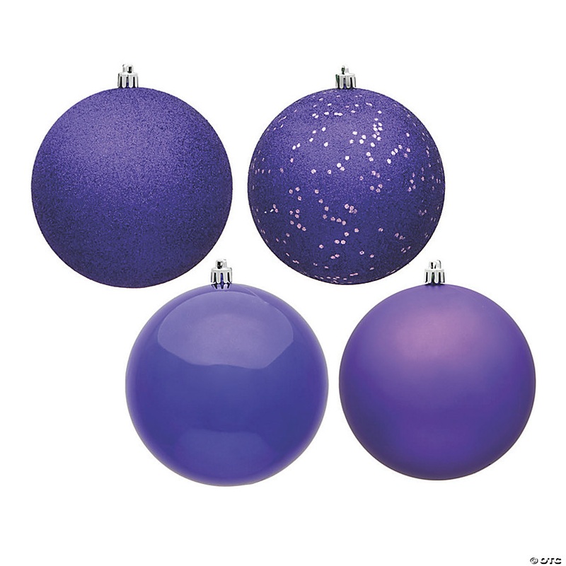 Vickerman Shatterproof 2.4 Purple 4-Finish Ball Christmas Ornament, 24 per Box
