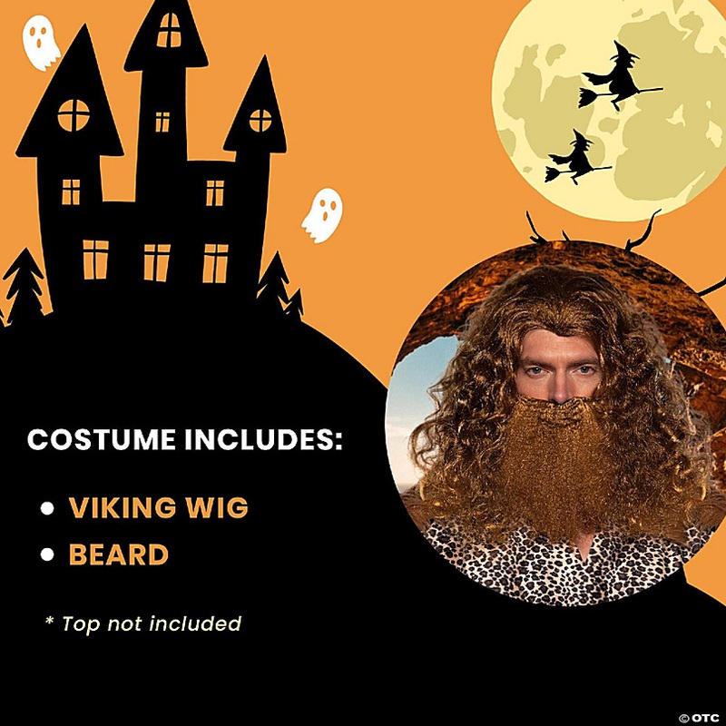 Viking Wig & Beard Adult Costume Set  Brown