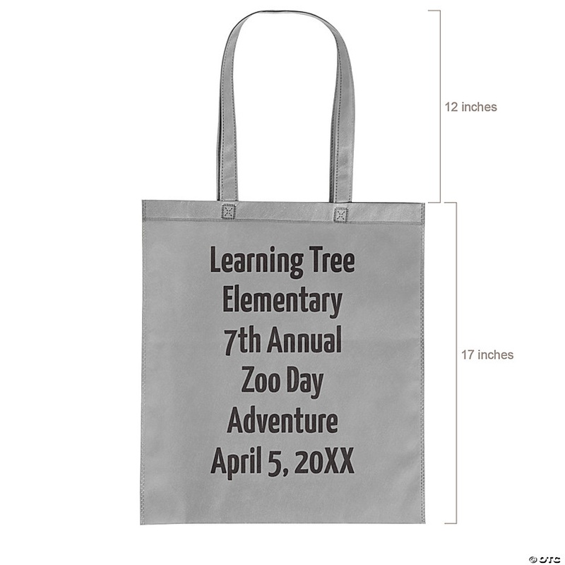 15 x 17 Bulk 144 Pc. Personalized Large Grey Nonwoven Tote Bags