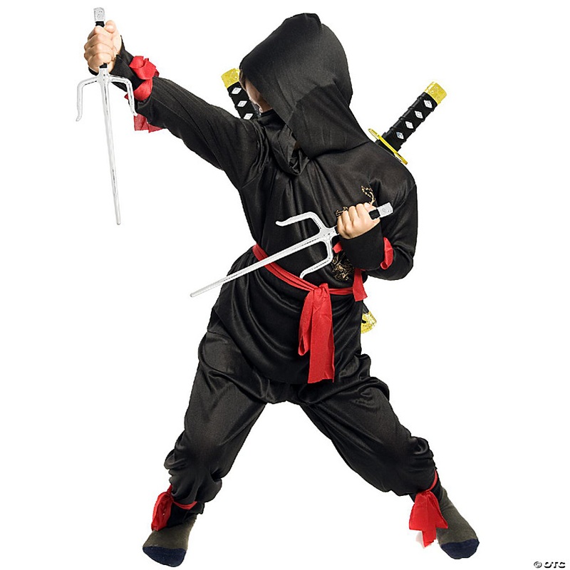 Skeleteen Ninja Weapons Toy Set - Fighting Warrior Weapon Costume Set with Katana Swords, Sai Daggers, and Shuriken Stars - 6 Pieces