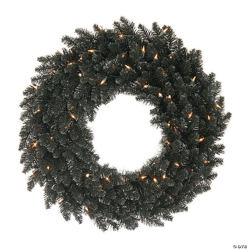 Vickerman 24 Black Fir Christmas Wreath with Warm White LED Lights