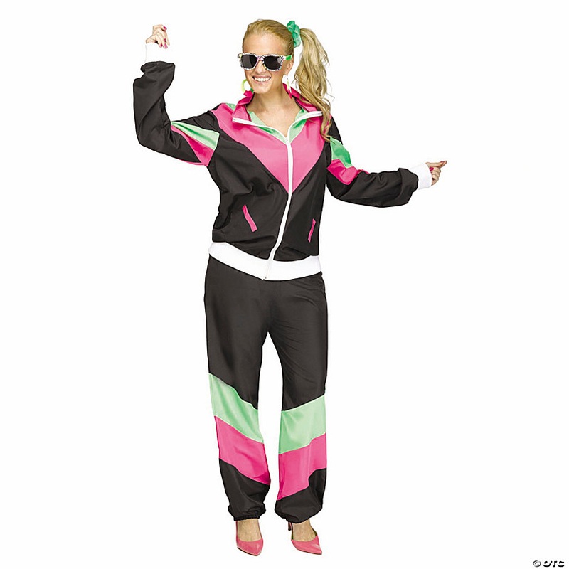 Womens Multicolor 80s Track Suit Costume