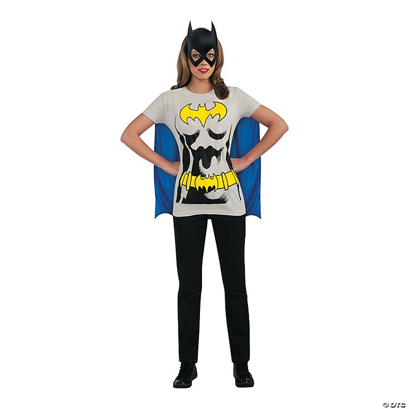 Womens Batgirl T-Shirt Costume with Cape