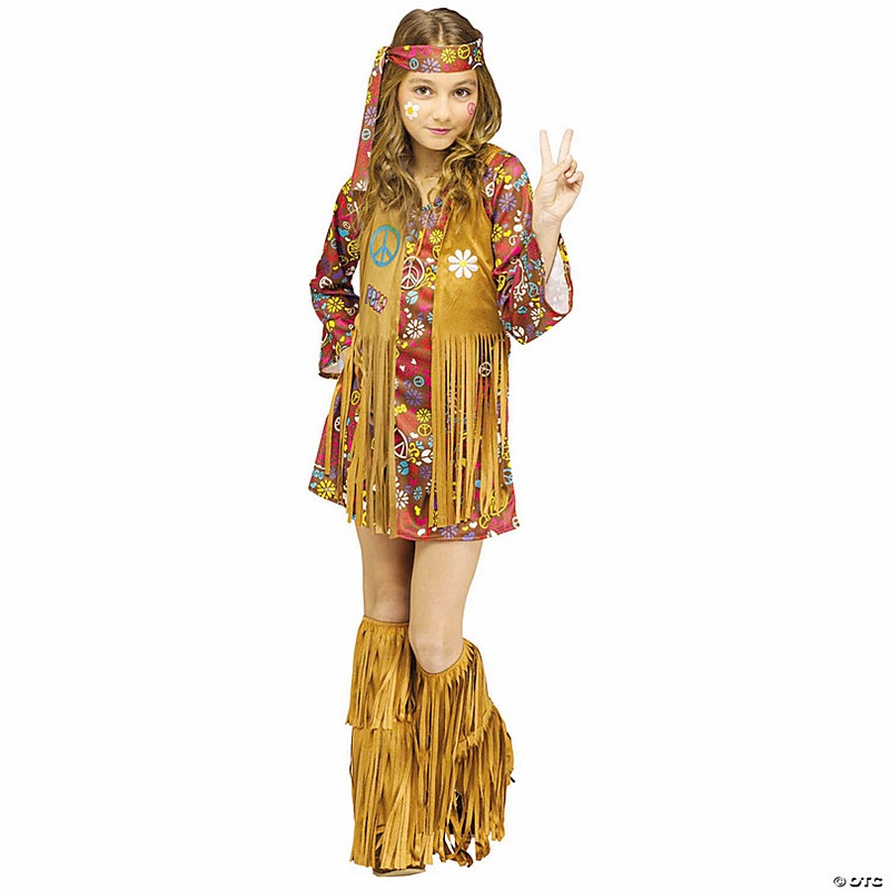 Girls Multicolor Peace & Love Hippie Costume