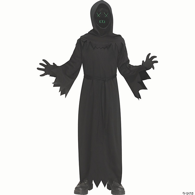 Kids Black Robe with Electroluminescent Mask Phantom Costume