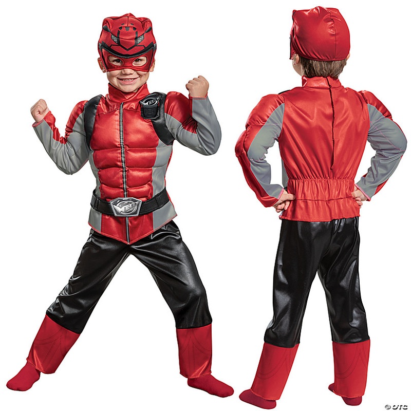 Toddler Muscle Power Rangers Beast Morphers Red Ranger Jumpsuit Costume