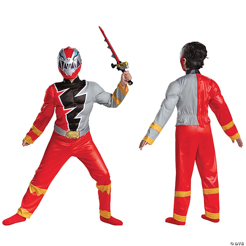 Boy's Muscle Mighty Morphin Power Rangers Red Ranger Dino Fury Costume