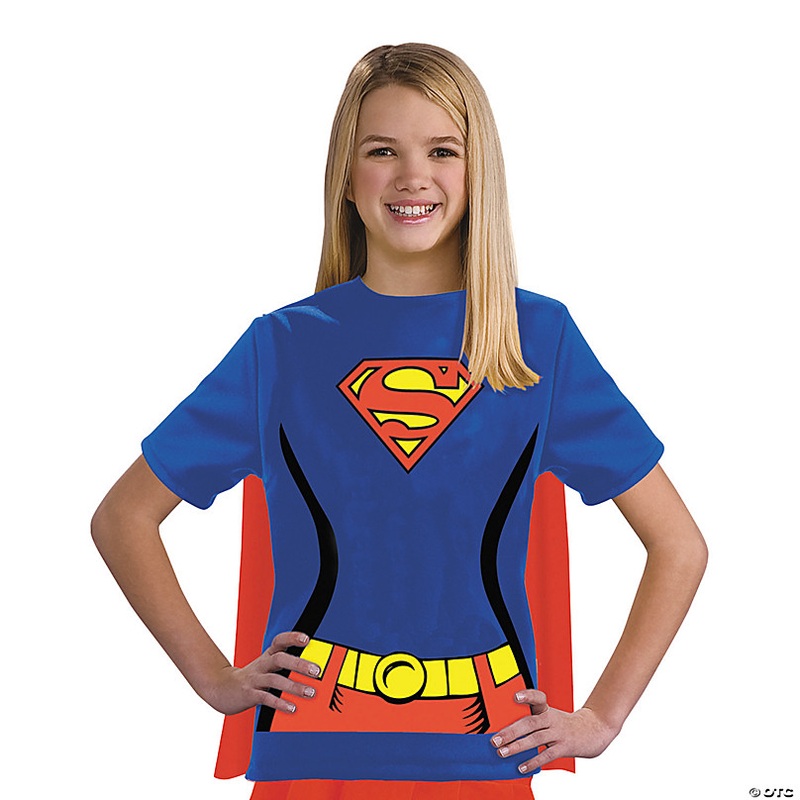 Girls Supergirl T-Shirt with Cape Costume