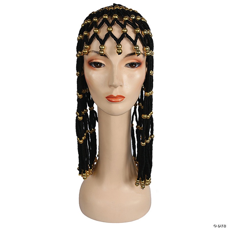 Women's Headdress With Gold Beads Wig