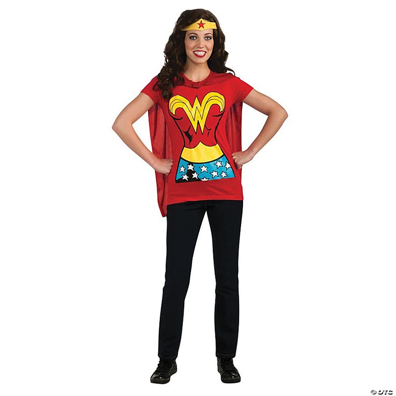 Womens Wonder Woman Shirt Costume with Cape