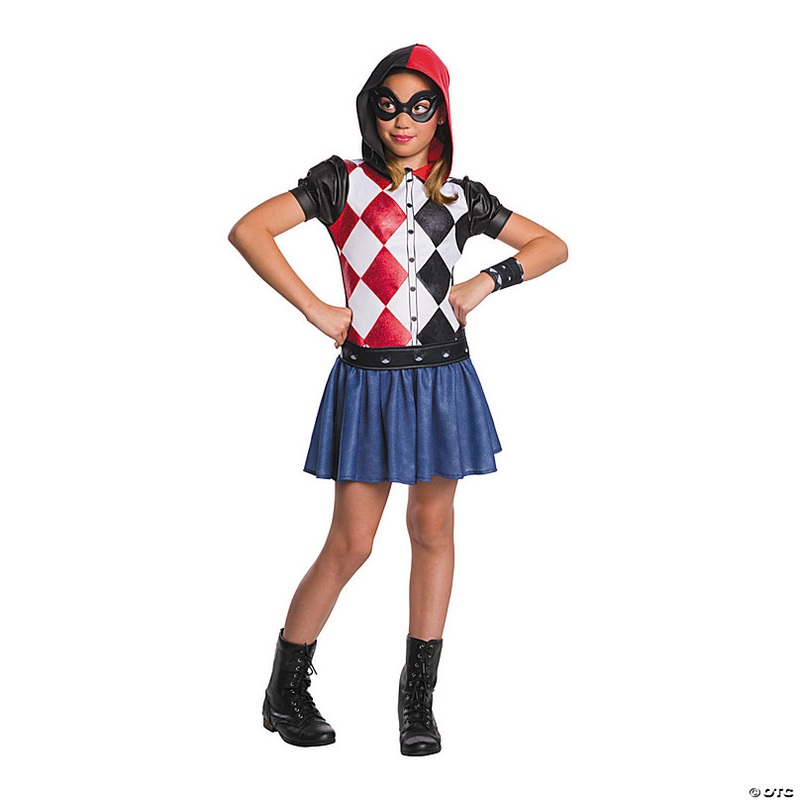 Girl's DC SuperHero Girls Harley Quinn Hooded Dress Costume