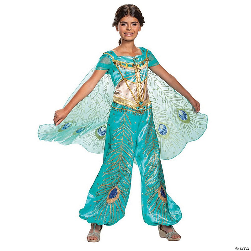 Girl's Deluxe Aladdin Live Action Teal Jasmine Costume