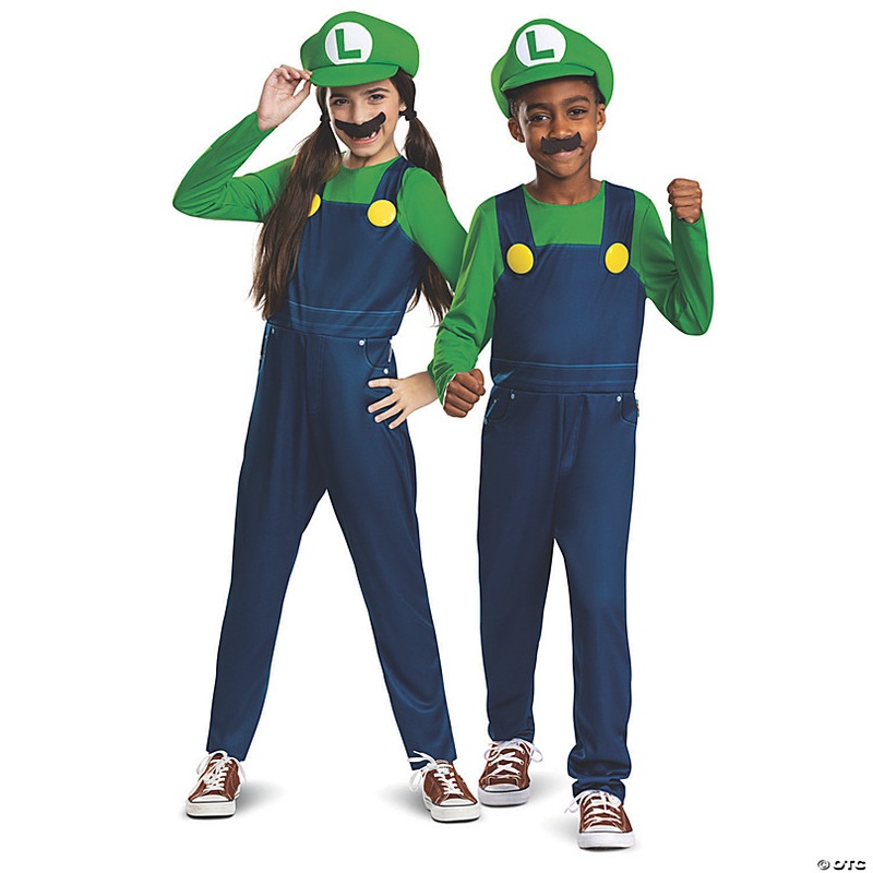 Kids Classic Elevated Super Mario Bros Luigi Costume