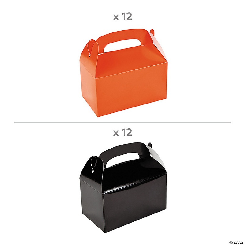 Black & Orange Gable Box Favor Kit for 24