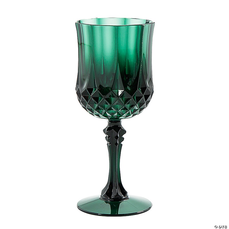 Green Plastic Patterned Plastic Wine Glasses - 12 Ct.